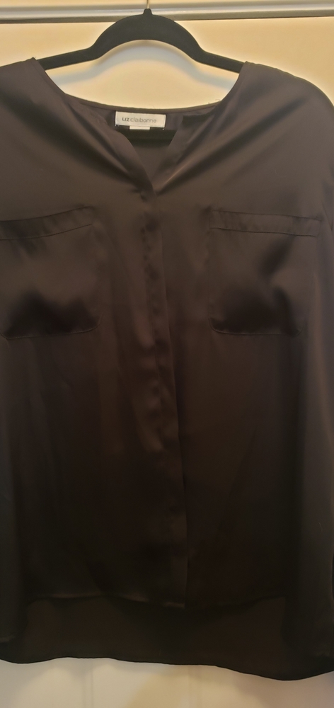 Liz Claiborne black long sleeve button down blouse